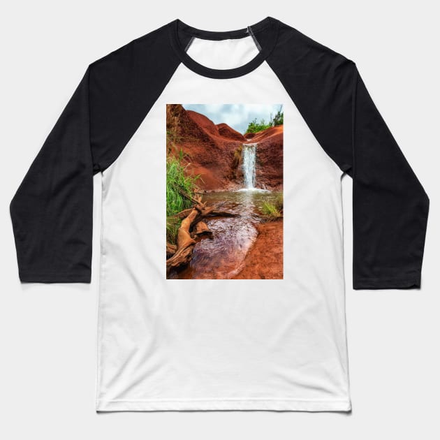 The Red Dirt Waterfall Baseball T-Shirt by JeffreySchwartz